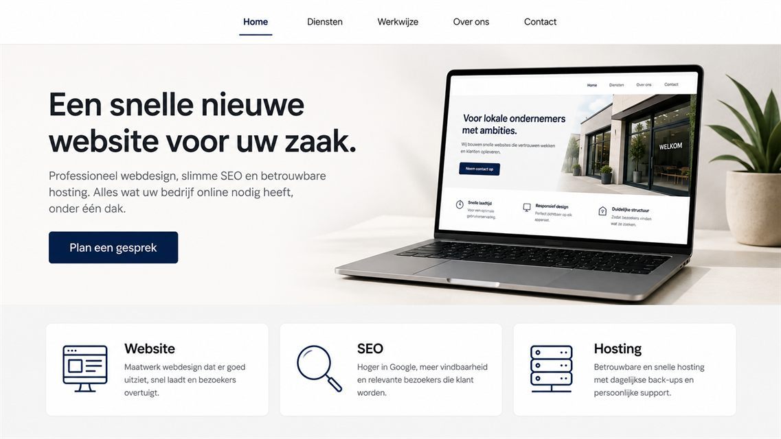 Voorbeeld van de nieuwe website